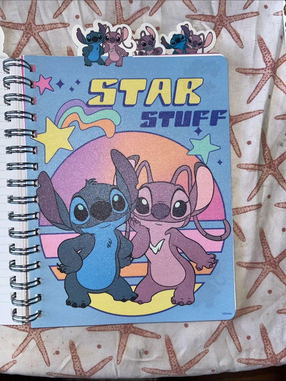 Disney Stitch Spiral Notebook in Pink and Blue with Stickers